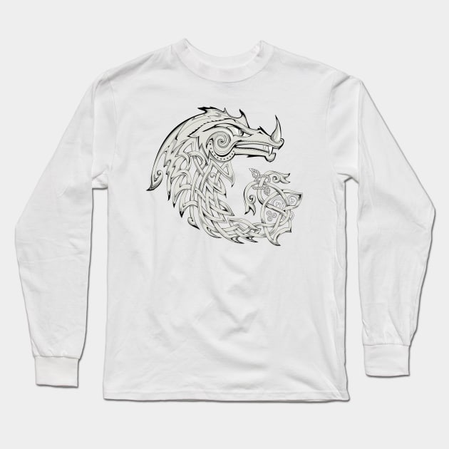 Ancient Celtic dragon Long Sleeve T-Shirt by Artist Natalja Cernecka